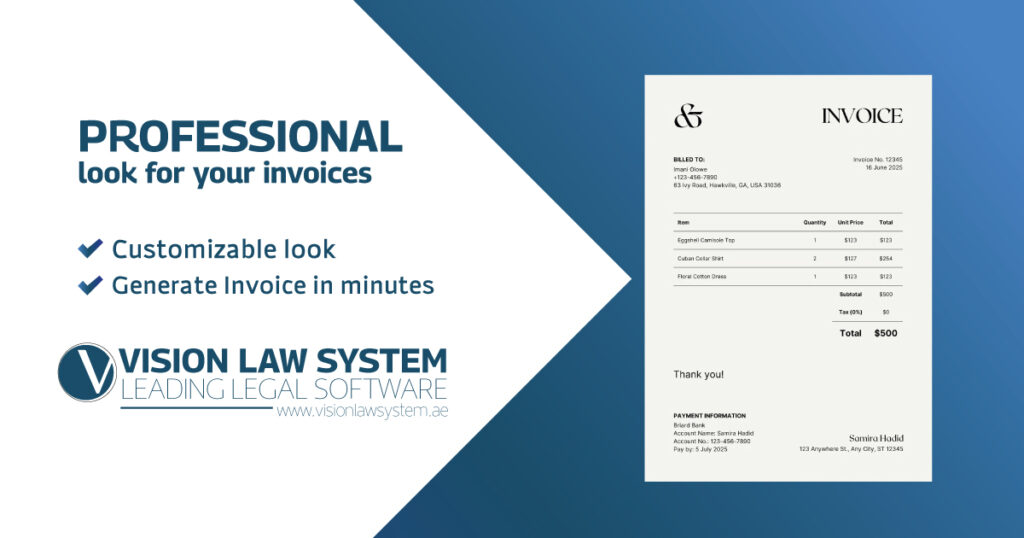 generate invoice with the invoice feature of vision law system - When it  comes to law software vision law system is the go-to of lawyers and law firms for online legal software and its a bonus that its also a legal mobile app to efficiently manage their office, having a trusted legal scheduling software will get you far indeed. Now lets see how lawyer office management system can optimize a law firm appointment scheduling software to enhance the client relationships of lawyers and legal professionals in the legal industry.